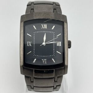 Merona Tank Watch‎ Men 35mm Case 7" Gray Band- New Battery
